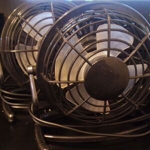 Mini USB Desk Fans - Black with White Blades (Set of 2)